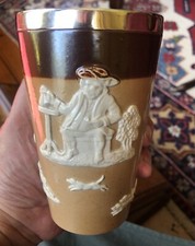Royal Doulton Harvest Hunt Beaker With Sterling Silver Rim 1923.