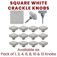 ⭐ Square White Crackle Ceramic Door Knobs Cabinets Cupboard Drawers Pulls Handle