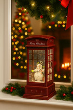Christmas LED Snow Globe Light Up Xmas Decoration British Telephone Box Snowman