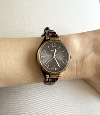 FOSSIL Georgia Wristwatch, Brown Leather band ES3200,  S. Steel, Quartz