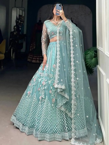 Blue lehenga choli - blue, bollywood