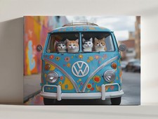 Cats In Retro Colourful Hippie