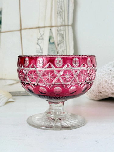 Antique cranberry cut clear - cranberry, to