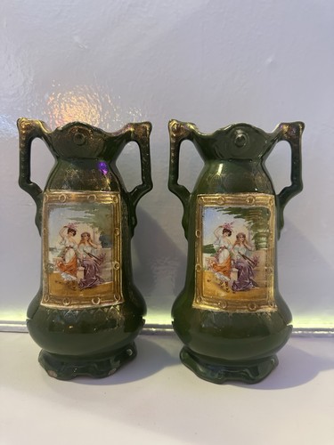 Pair antique victorian green - pair,