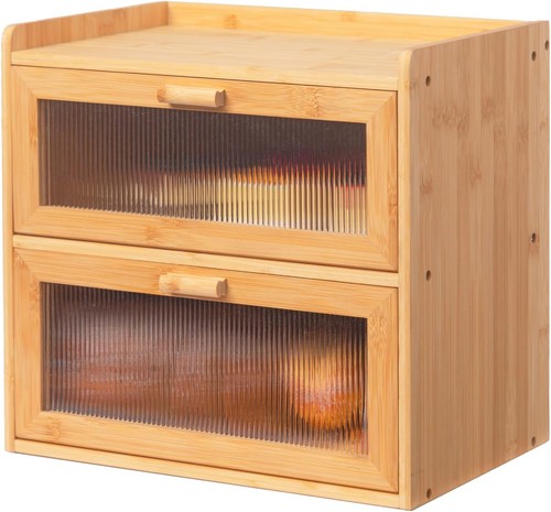 Layer bamboo bread bin with - bin,