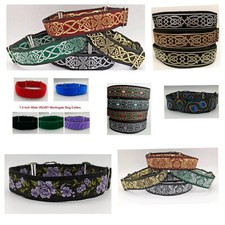 1.5" 38mm Wide Martingale Dog Collar Greyhound Lurcher Saluki Whippet S M L XL