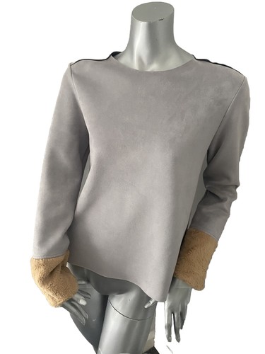 Zara top grey faux suede - faux,