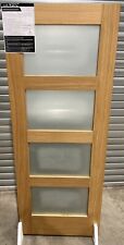 NEW PRE-FINISHED OAK VENEER 4 PANEL GLAZED SHAKER DOORS 1981mm X 762mm X 35mm