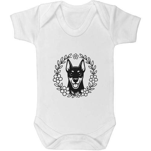 Doberman floral wreath - floral, baby