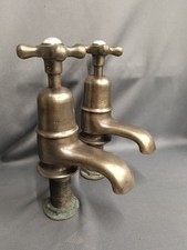 HUGE STUNNING OLD BRASS BATH TAPS ORIGINAL PATINA BRASS RECLAIMED & REFURBED
