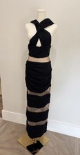 Sheer panel halter gown dress - panel,