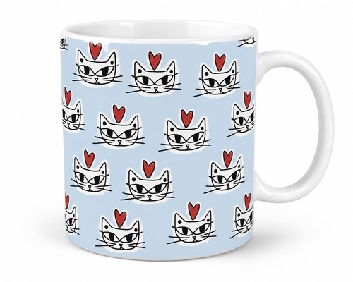 Love hearts over cats - hearts, coffee