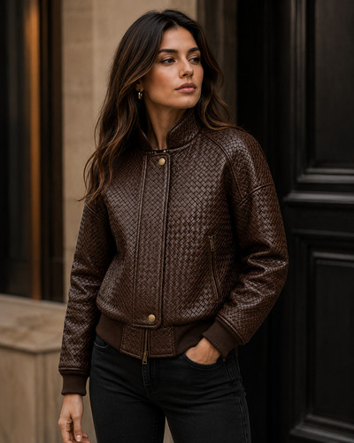 Women genuine leather - genuine, woven