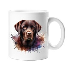 CHOCOLATE LABRADOR DOG WATERCOLOUR SPLASH EFFECT GIFT CERAMIC MUG COFFEE TEE
