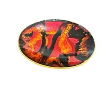 Vintage Soap Fish Small Enamel Abstract Fire Flame Red, Orange, Black Mexico