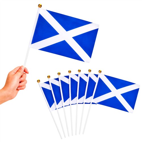Scotland flags hand - hand, waving