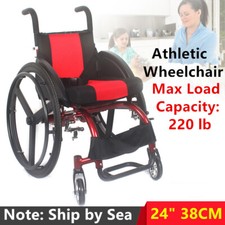 Folded Portable Athletic Wheelchair For Disabled Trolley Aluminum Alloy 38CM 24"