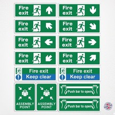 Set of 14 Fire Exit Vinyl Sign
