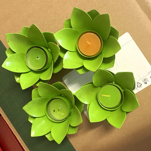 Set green metal lotus - set, of