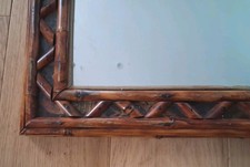 Vintage Dark Bamboo Framed Mirror 27" X 18"