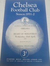 Chelsea V Heart of Midlothian 23.4. 1952 - National Inter-Club Match - Hearts