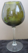 Beautiful Vintage Dark Green Oversized LARGE Snifter Balloon Brandy Glass  *