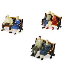 Model Trains O scale 1:50 6pcs Seated Figures Painted People with 3pcs Benches