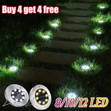 Solar Ground Lights Floor Decking Patio Outdoor Garden Lawn Path Lamp 8/10/12LED