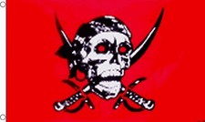 RED SKULL PIRATE FLAG 3X2 feet