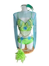 Turquoise Blue & Green Freestyle Dance Costume Suit Size 12 U16 U14 ADULT Fast