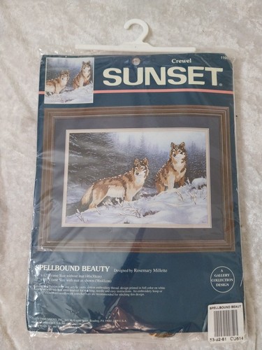 Sunset crewel embroidery - sunset,