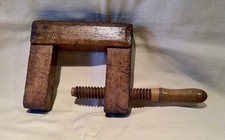 Antique French Large Wooden Clamp Woodworking Carpenters Tool