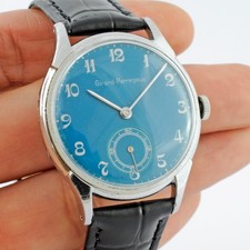 VINTAGE GIRARD PERREGAUX MANUAL WIND 35 MM STEEL SWISS MADE WATCH NICE BLUE DIAL