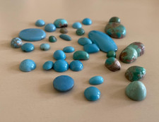 Large Mixed Lot Turquoise Flat Backed Cabochon Stones 35g