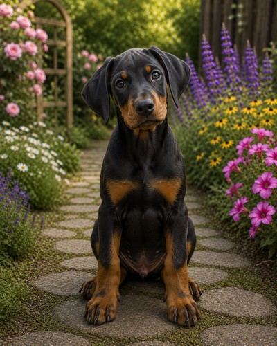 Doberman puppy dog - print, art