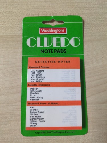 Waddingtons cluedo notepads - cluedo,