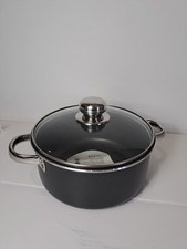 NON STICK ALUMINIUM COOKWARE.  SAUCEPAN WITH GLASS LID DOUBLE  HANDLE  Black 
