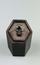 Antique 9ct gold sapphire and diamond ring , Hallmarked
