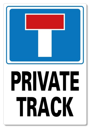 Metal sign through road - metal,