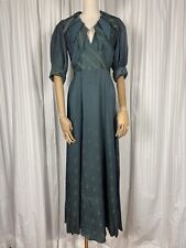 Vintage 1960s 1970s Ossie Clark Blue-Green Satin Backed Crepe Dress