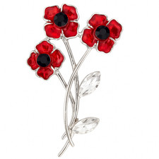 Red Floral Enamel Brooch Pin