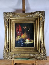 VINTAGE STILL LIFE OIL PAINTING UNSIGNED CLASSICAL OLD MASTER STYLE STILL LIFE
