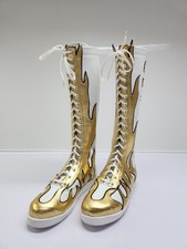 Wrestling Boots Gold White Flame Design Combat Training Professional Gear Men's