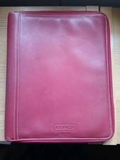 COACH Red Leather Organiser Bi-Fold A4 Folio Portfolio Document Notepad Holder
