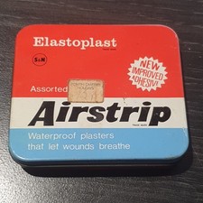 Vintage Elastoplast Airstrip Assorted Plaster Metal Tin with plastic insert