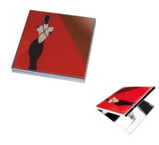 Silver Plated Diva Vogue Collection 'Beauty' Red Handbag Mirror