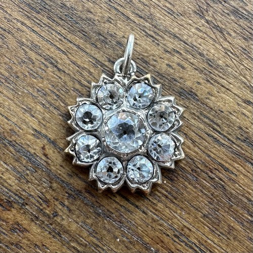 Antique paste flower pendant - flower,