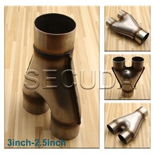 Universal Stainless Steel Exhaust Y-Pipe Piece Adapter 3" Single & 2.5" Dual