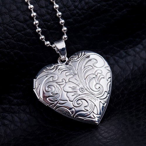Silver heart locket - locket, necklace