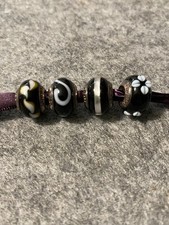 lovelinks murano glass/925 sterling silver beads - set of 4 - Black